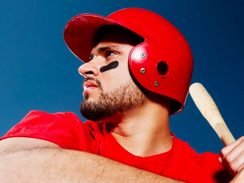 Baseball player wearing eye black