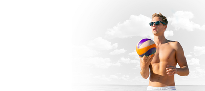 Beach volleyball player wearing polarized sport sunglasses