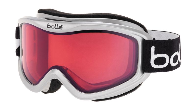Budget ski goggles displayed on a snowy mountain backdrop