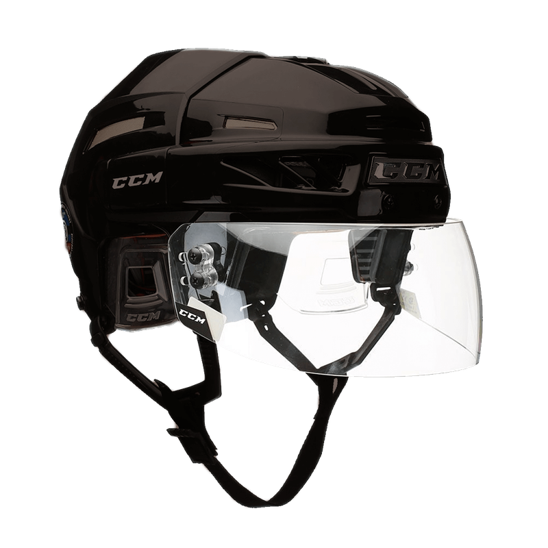 CCM VR24 hockey visor mounted on helmet