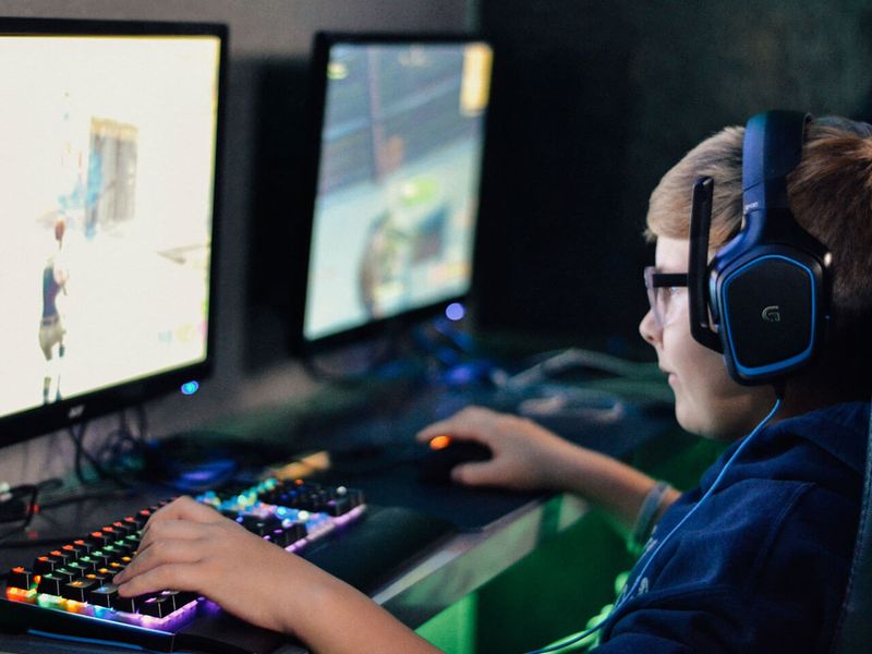 Esports gamer wearing gaming glasses