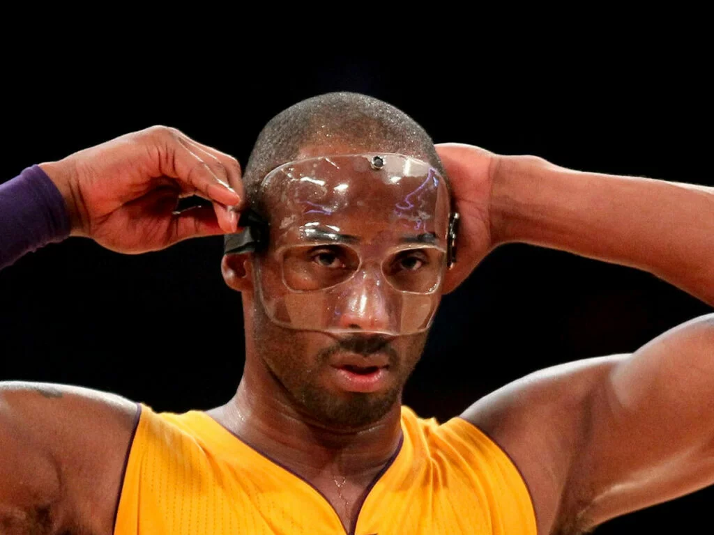 Kobe Bryant Wearing a Basketball Face Mask